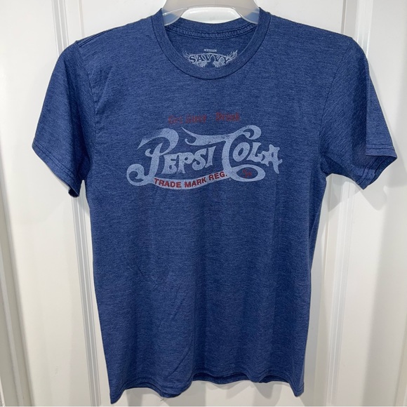 SAVVY PEPSI MENS BLUE GET BUSY DRINK RETRO PEPSI COLA SHORT SLEEVE size M - Picture 1 of 4